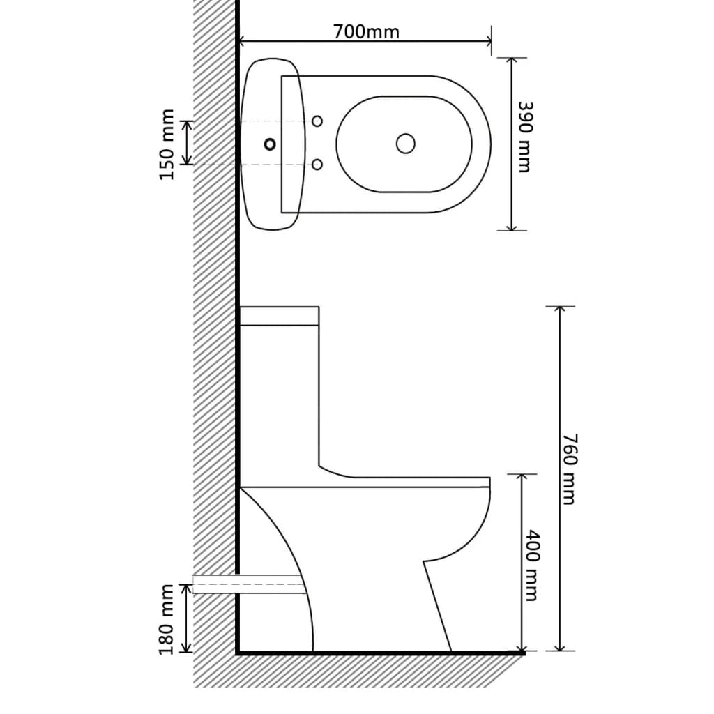 vidaXL Toilette mit Spülkasten Weiß