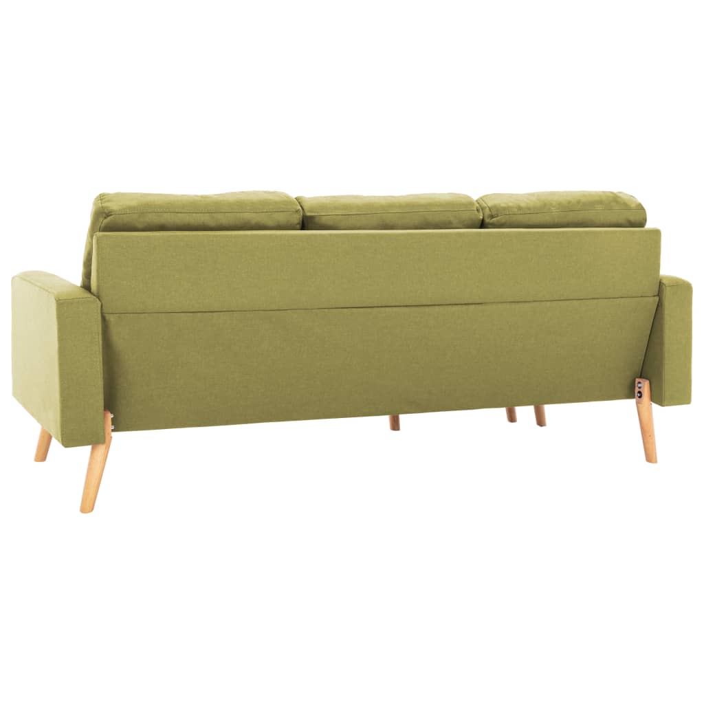 vidaXL 3-Sitzer-Sofa mit Hocker Grün Stoff