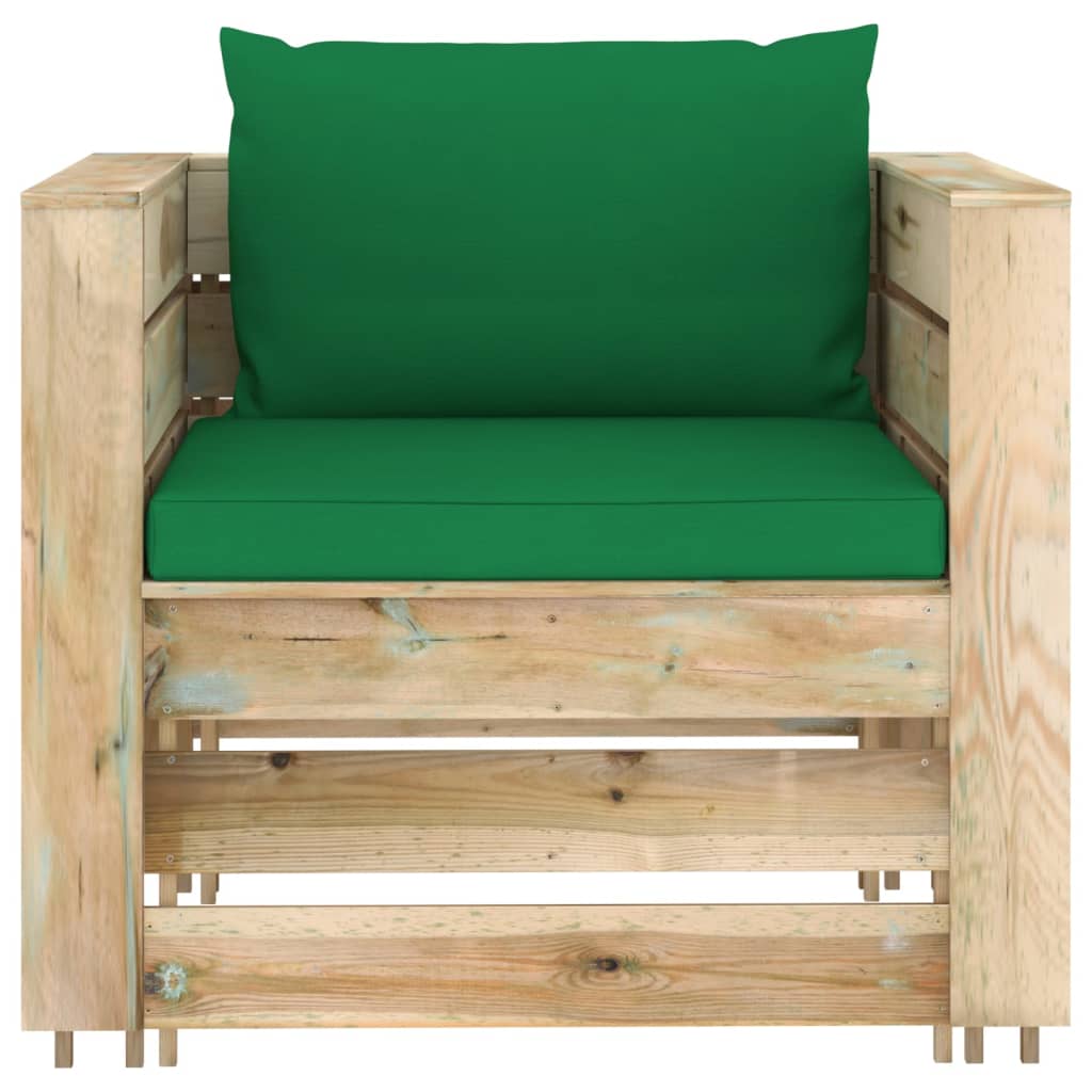 vidaXL 2-tlg. Garten-Lounge-Set mit Kissen Grün Imprägniertes Holz