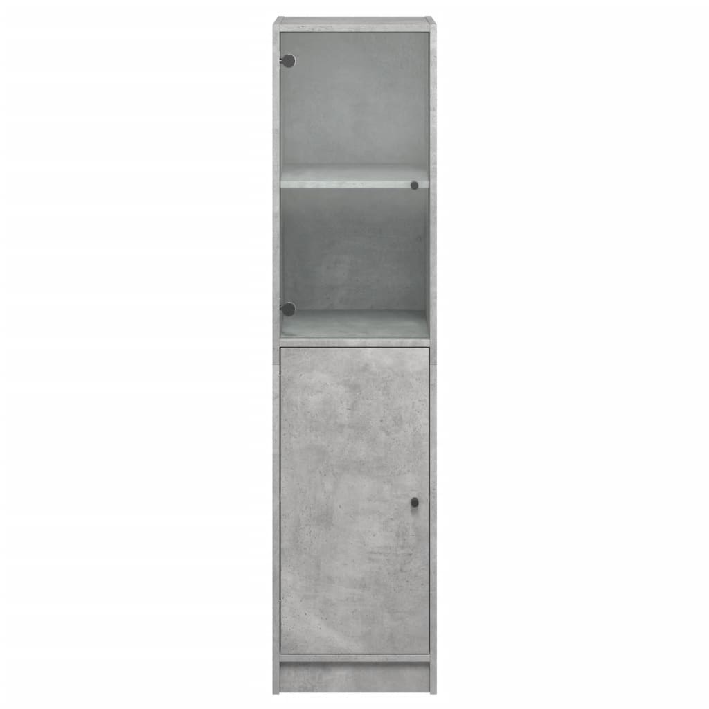 vidaXL Highboard mit Glastür Betongrau 35x37x142 cm