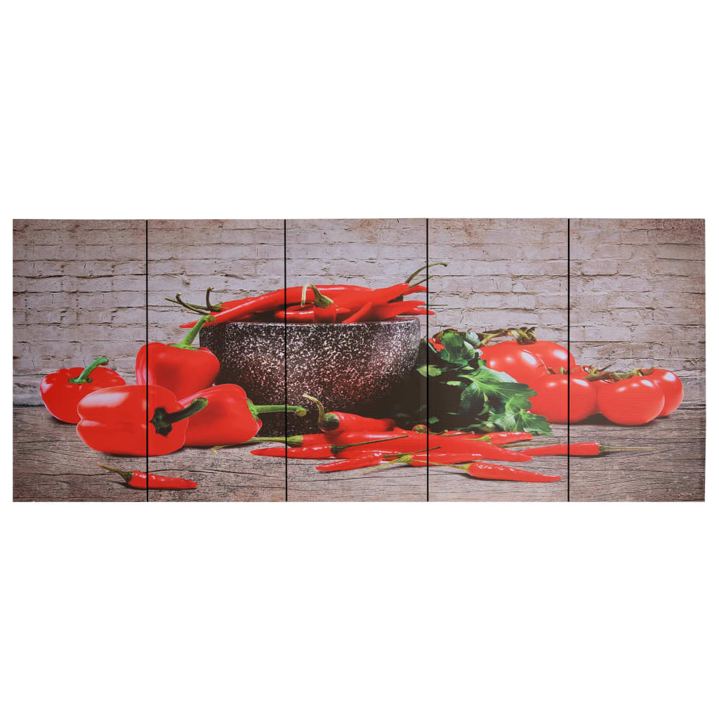 vidaXL Leinwandbild-Set Paprika Mehrfarbig 200x80 cm