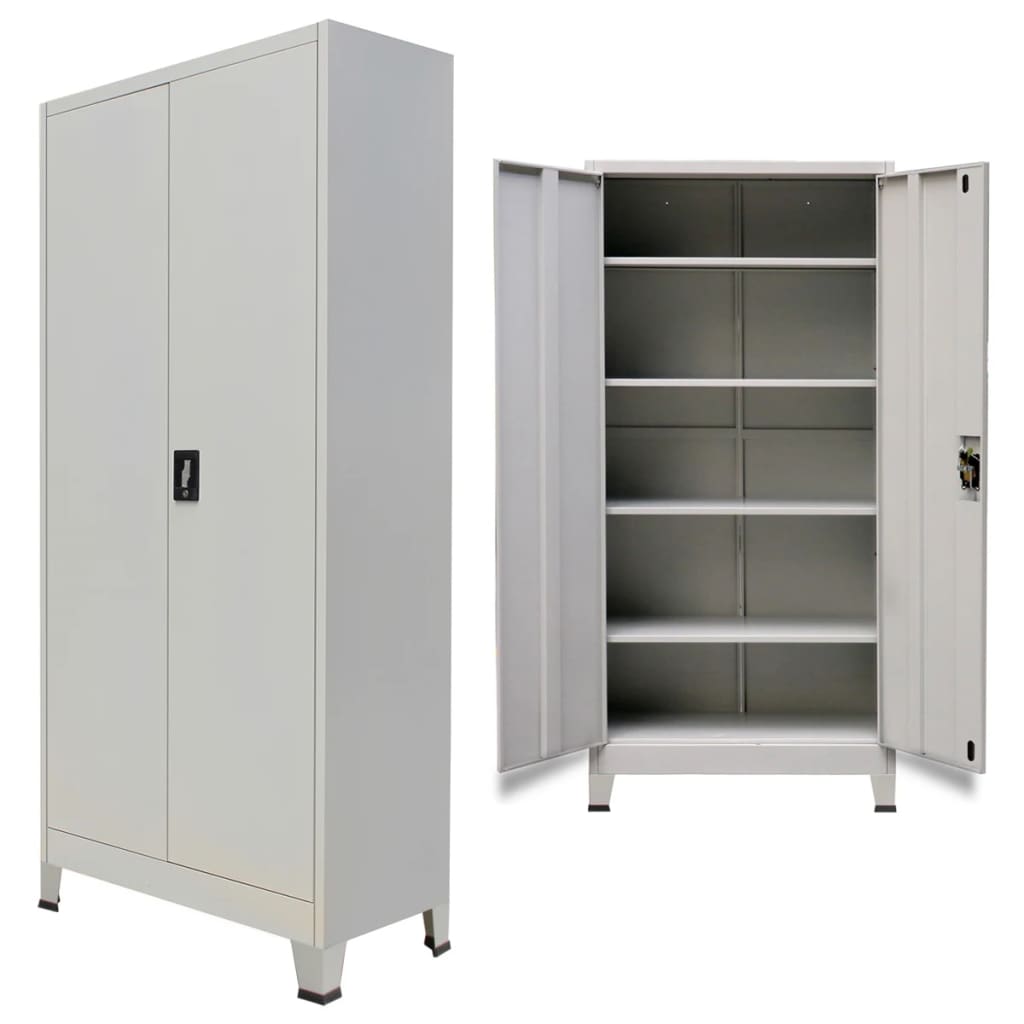vidaXL Büroschrank mit 2 Türen Stahl 90x40x180 cm Grau