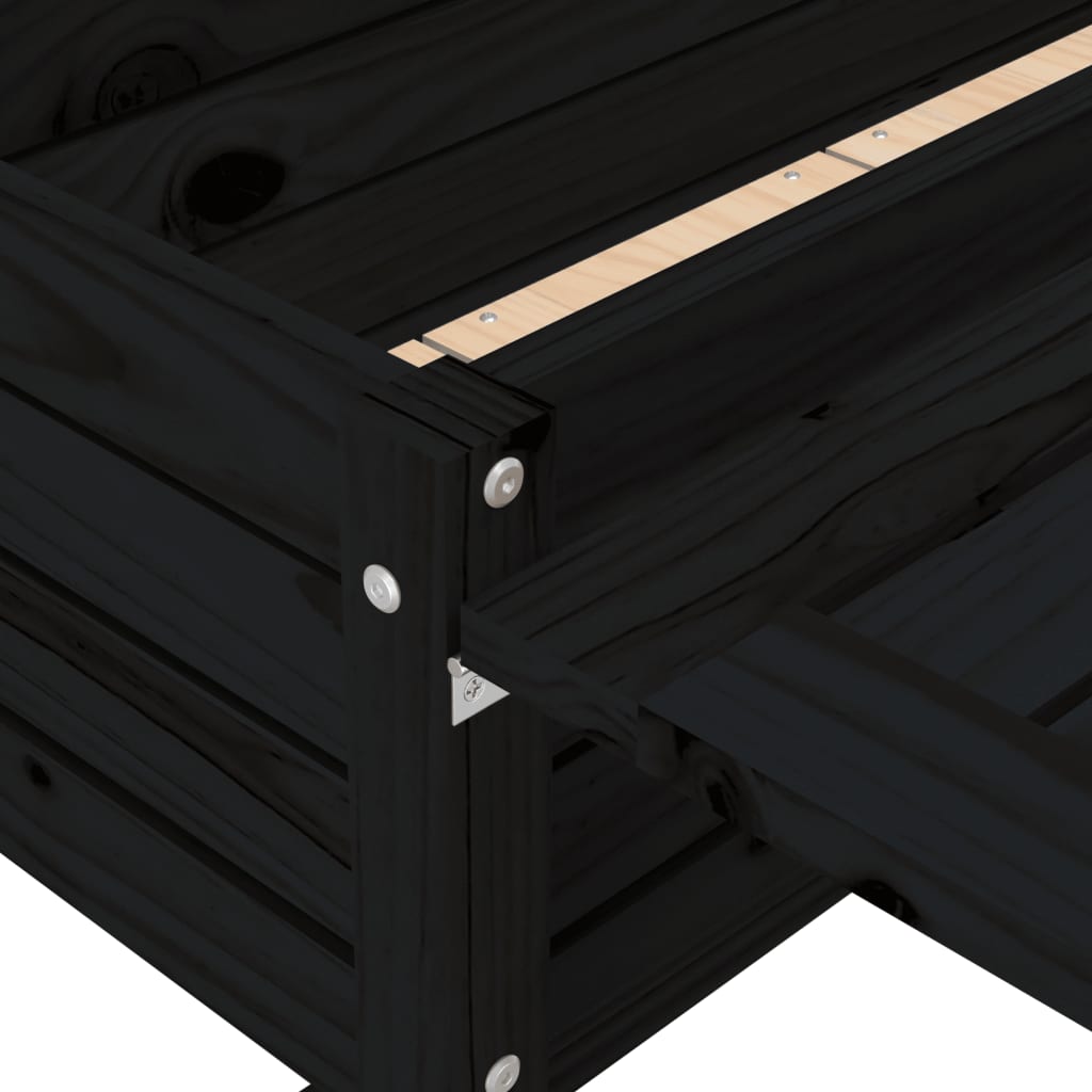 vidaXL Pflanzkasten mit Klappbarer Tischplatte Schwarz Massivholz