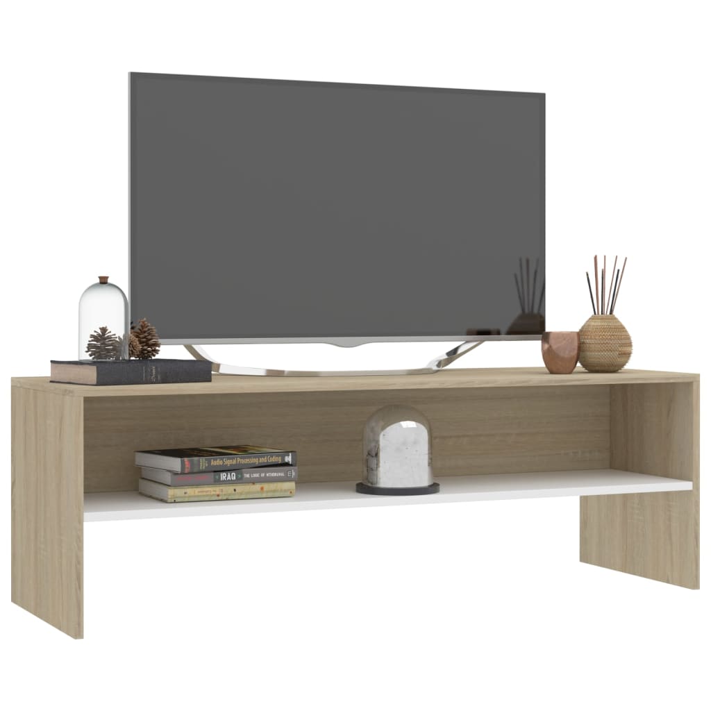 vidaXL TV-Schrank Weiß und Sonoma-Eiche 120x40x40 cm Holzwerkstoff