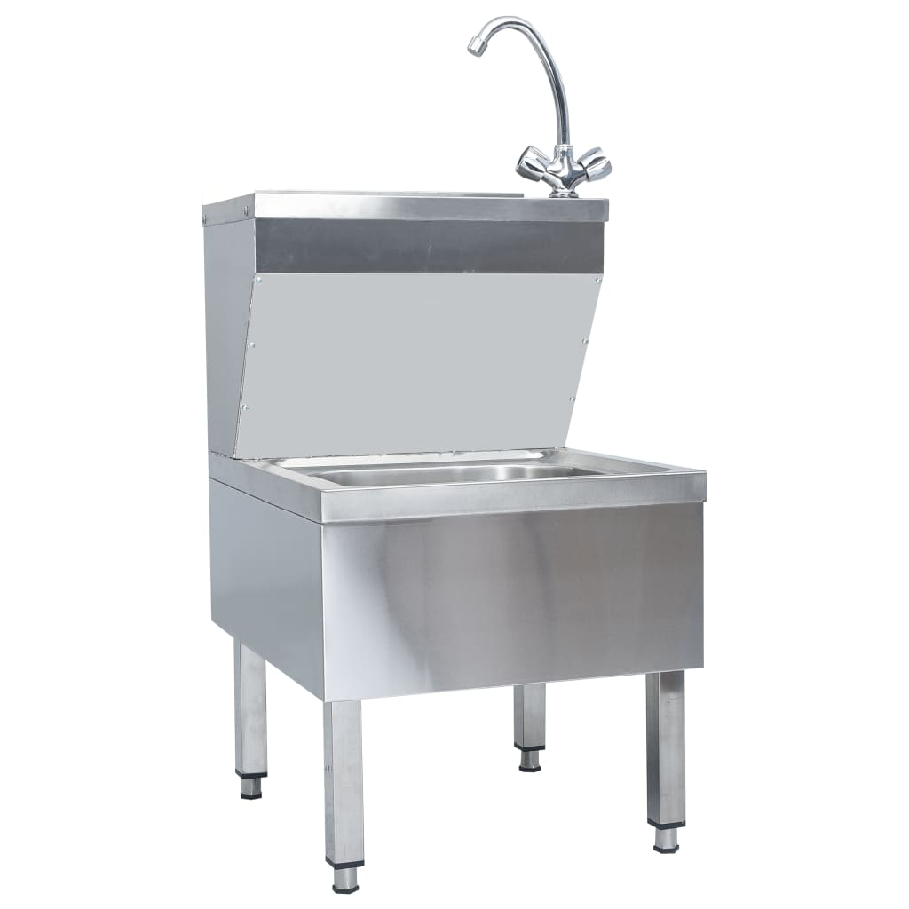 vidaXL Gastro-Handwaschbecken mit Wasserhahn Freistehend Edelstahl