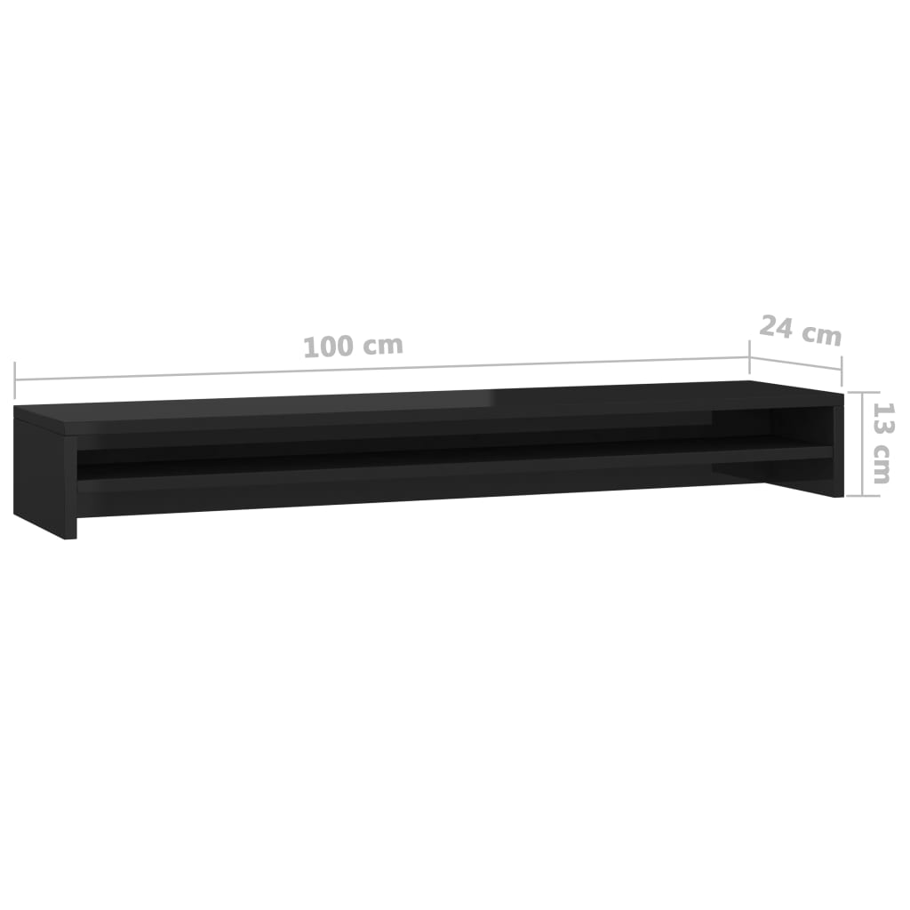 vidaXL Monitorständer Hochglanz-Schwarz 100x24x13 cm Holzwerkstoff