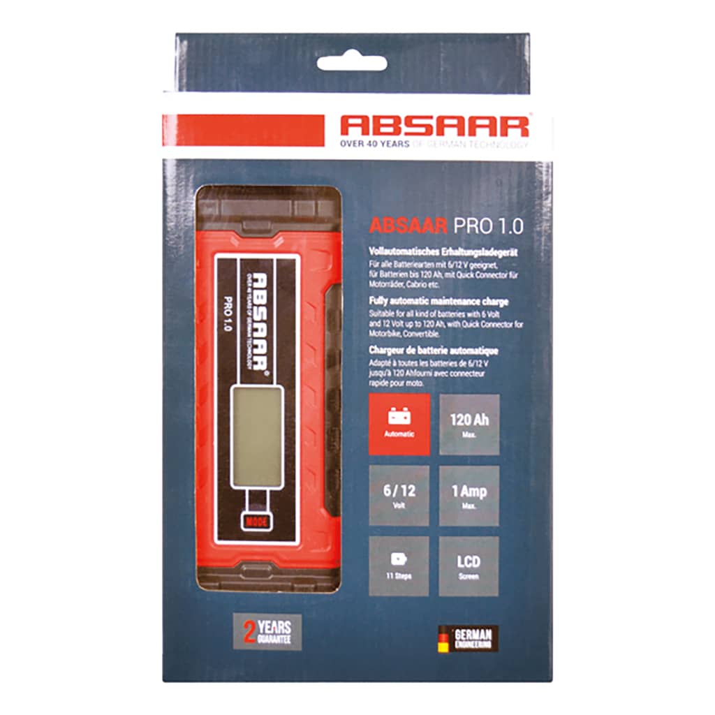 Absaar Batterieladegerät PRO1.0 Rot 6/12 V 1 A