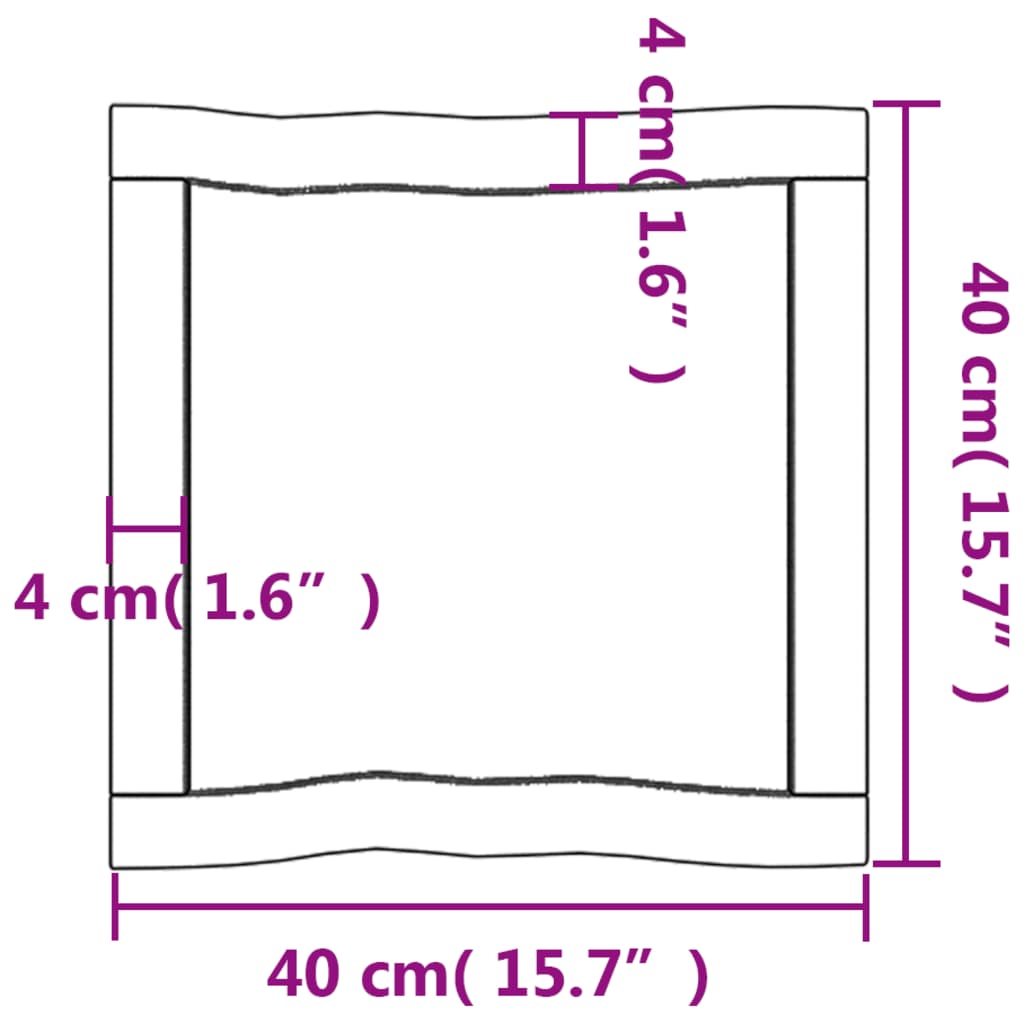 vidaXL Tischplatte 40x40x(2-4) cm Massivholz Unbehandelt Baumkante