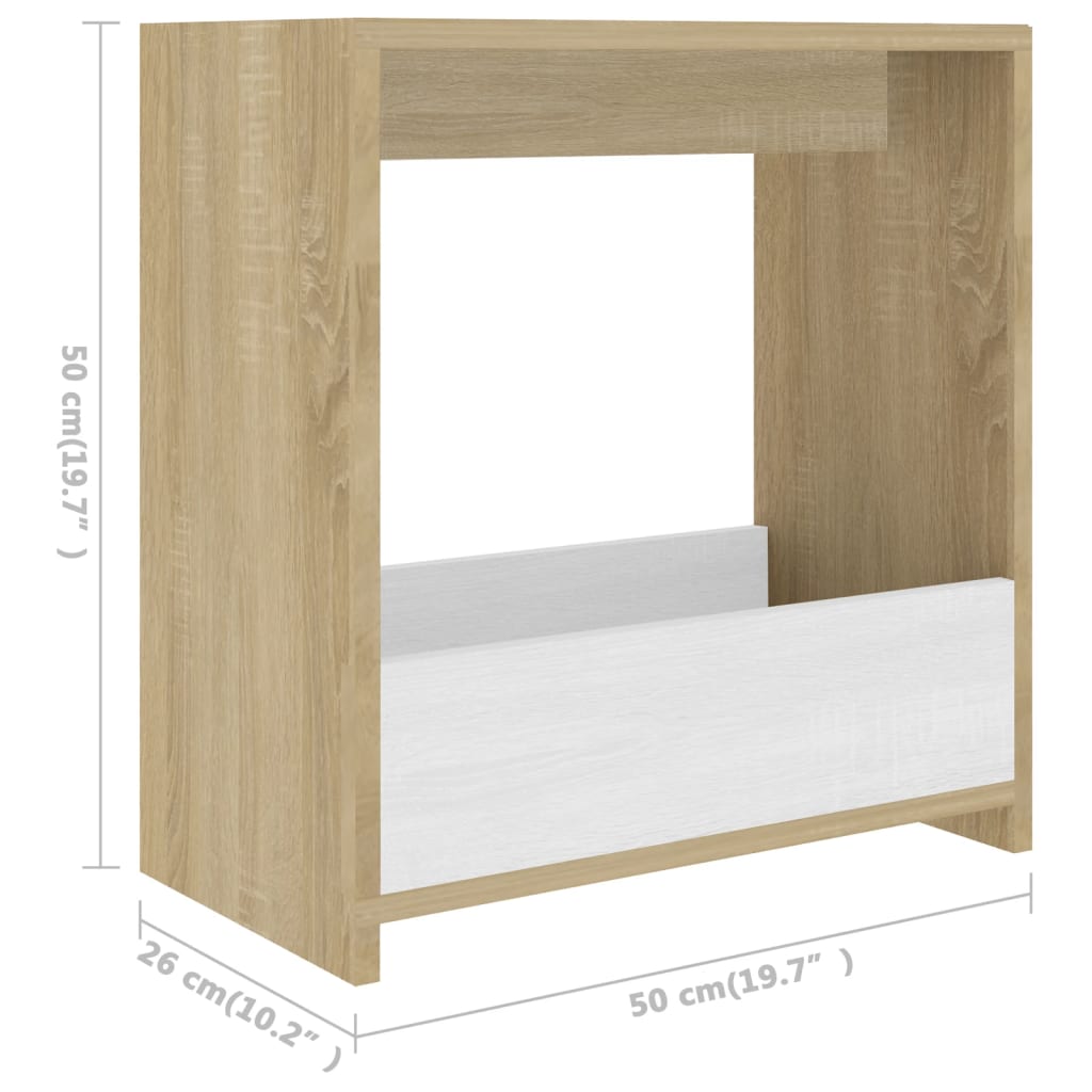 vidaXL Beistelltisch Weiß und Sonoma-Eiche 50x26x50 cm Holzwerkstoff