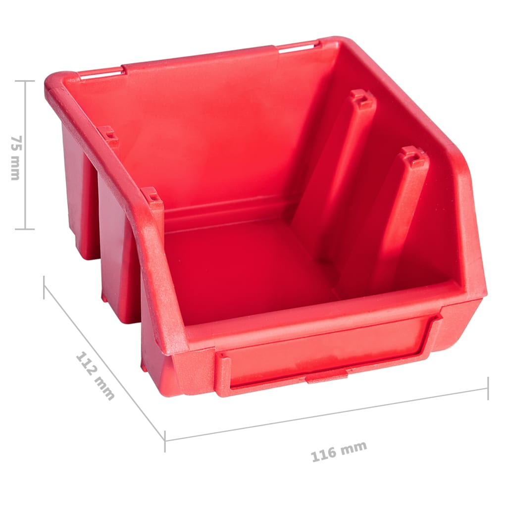 vidaXL 96-tlg. Behälter-Set für Kleinteile mit Wandplatten Rot Schwarz