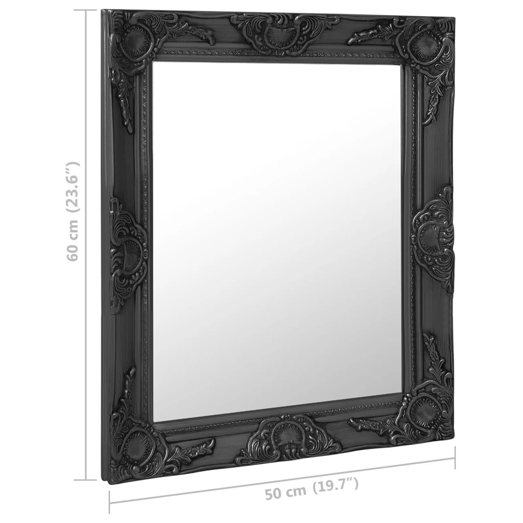 vidaXL Wandspiegel im Barock-Stil 50x60 cm Schwarz
