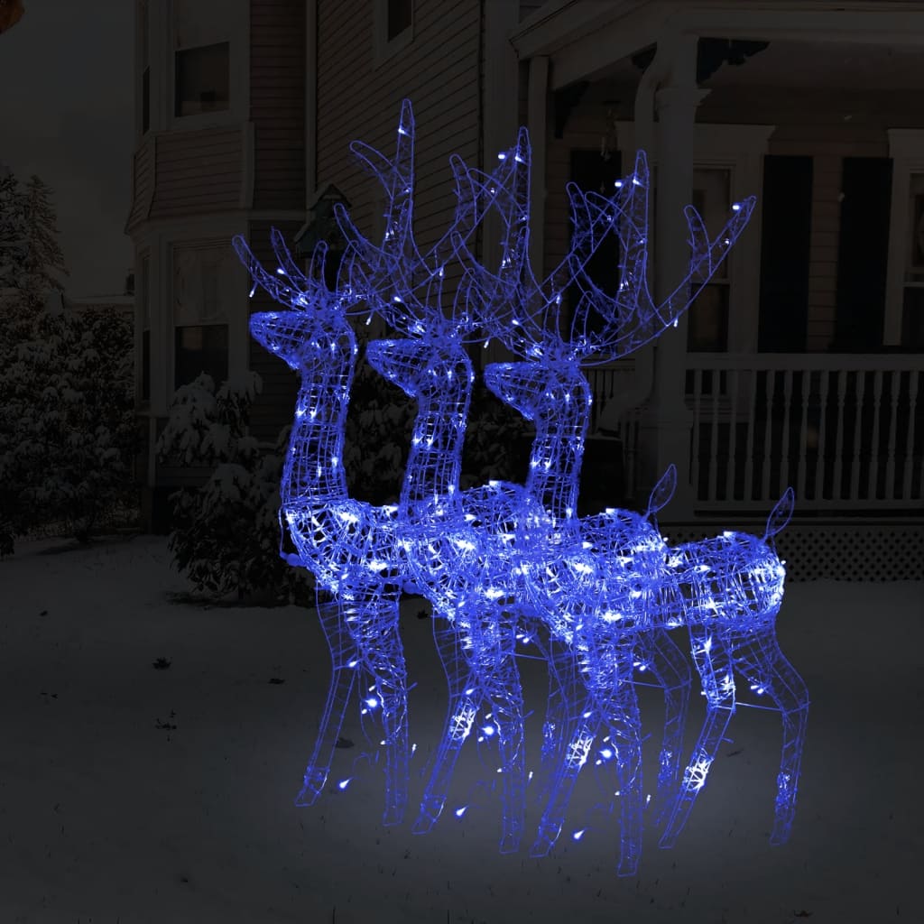 vidaXL LED-Rentiere 3 Stk. Acryl 120 cm Blau