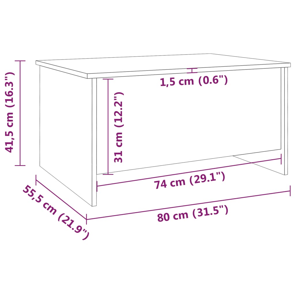 vidaXL Couchtisch Hochglanz-Weiß 80x55,5x41,5 cm Holzwerkstoff