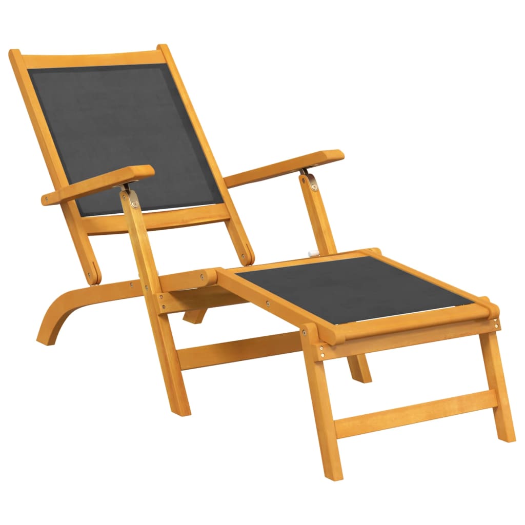 vidaXL Garten-Liegestühle mit Tisch Massivholz Akazie und Textilene