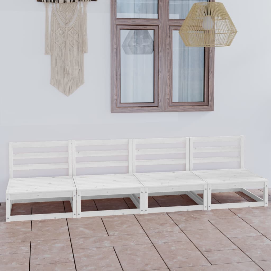 vidaXL Outdoor-Sofa 4-Sitzer Weiß Massivholz Kiefer