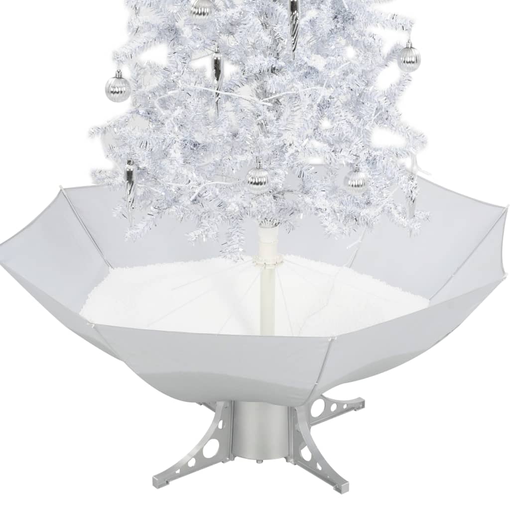 vidaXL Schneiender Weihnachtsbaum mit Schirmfuß Weiß 170 cm