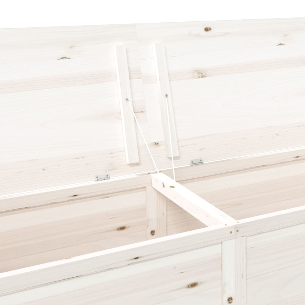 vidaXL Outdoor-Kissenbox Weiß 200x50x56 cm Massivholz Tanne