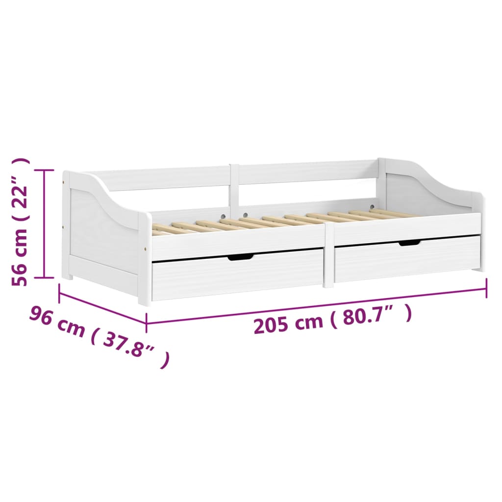 vidaXL Tagesbett mit 2 Schubladen IRUN Weiß 90x200cm Massivholz Kiefer