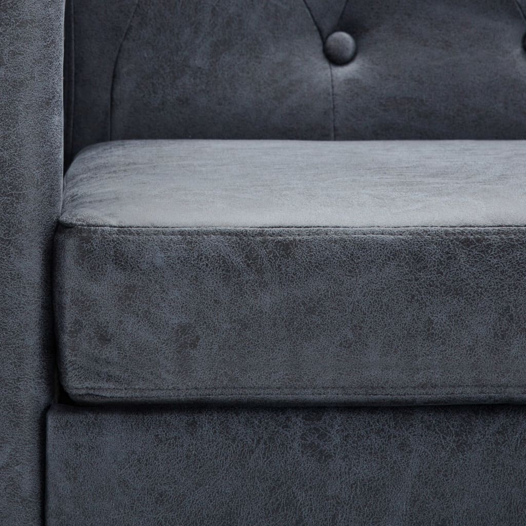 vidaXL Chesterfield-Sofa 2-Sitzer Kunstwildleder Grau