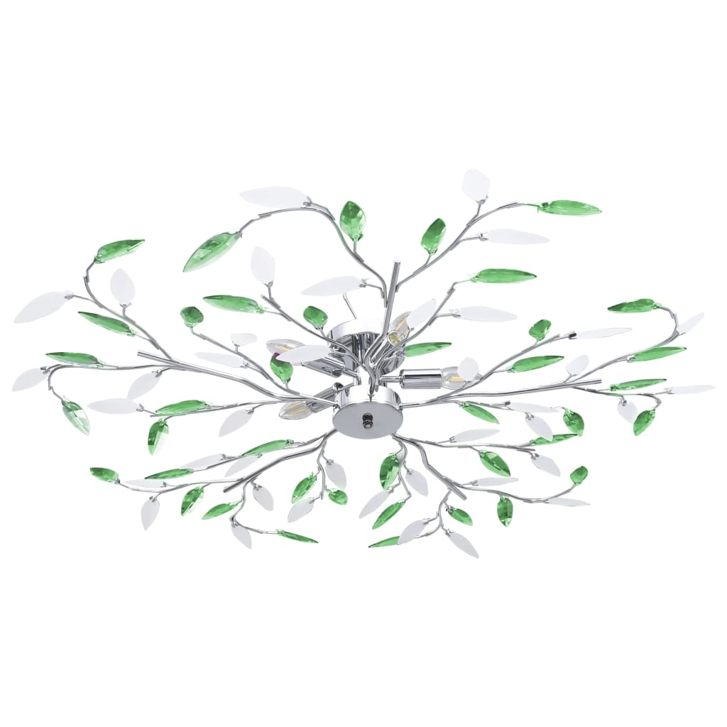 vidaXL Deckenleuchte mit Acrylglas-Blätter für 5 x E14-Lampen Grün