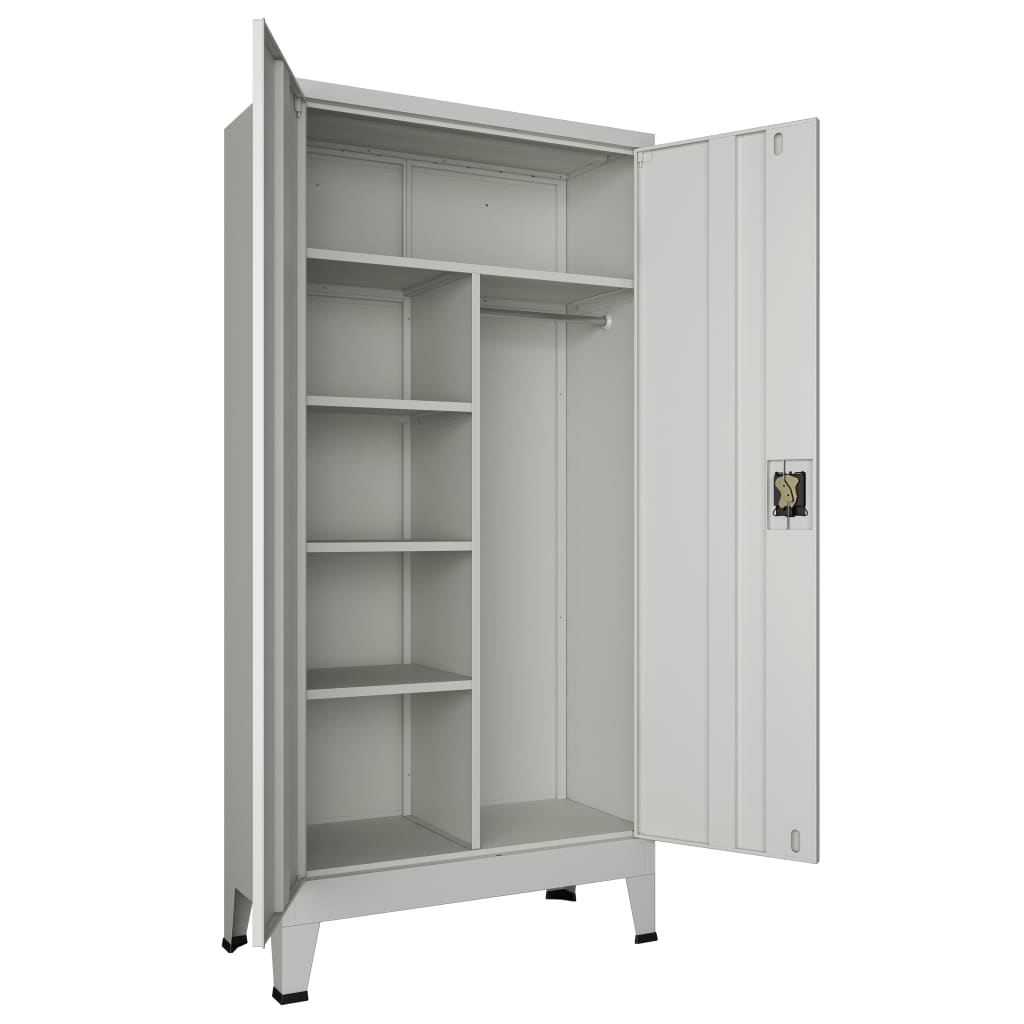 vidaXL Büroschrank mit 2 Türen Stahl 90 x 40 x 180 cm Grau