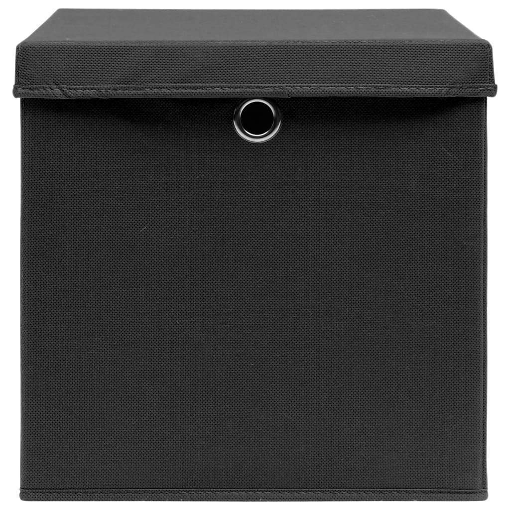 vidaXL Aufbewahrungsboxen mit Deckeln 4 Stk. Schwarz 32x32x32 cm Stoff