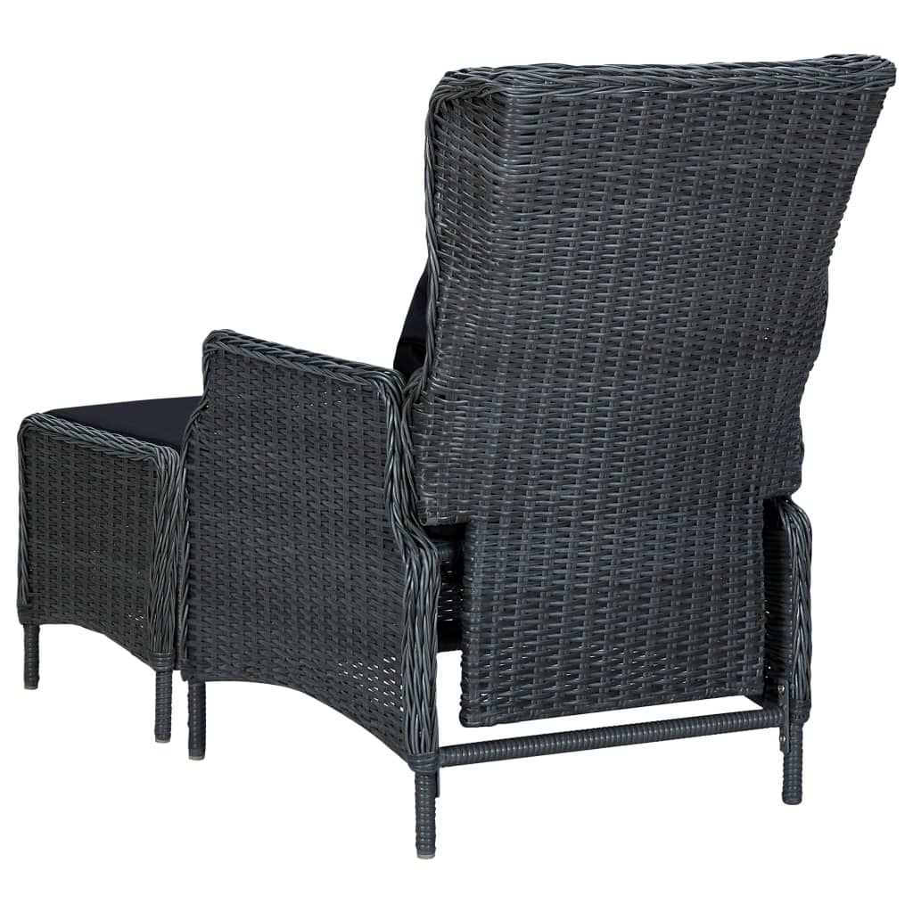 vidaXL 2-tlg. Garten-Lounge-Set mit Auflagen Poly Rattan Dunkelgrau