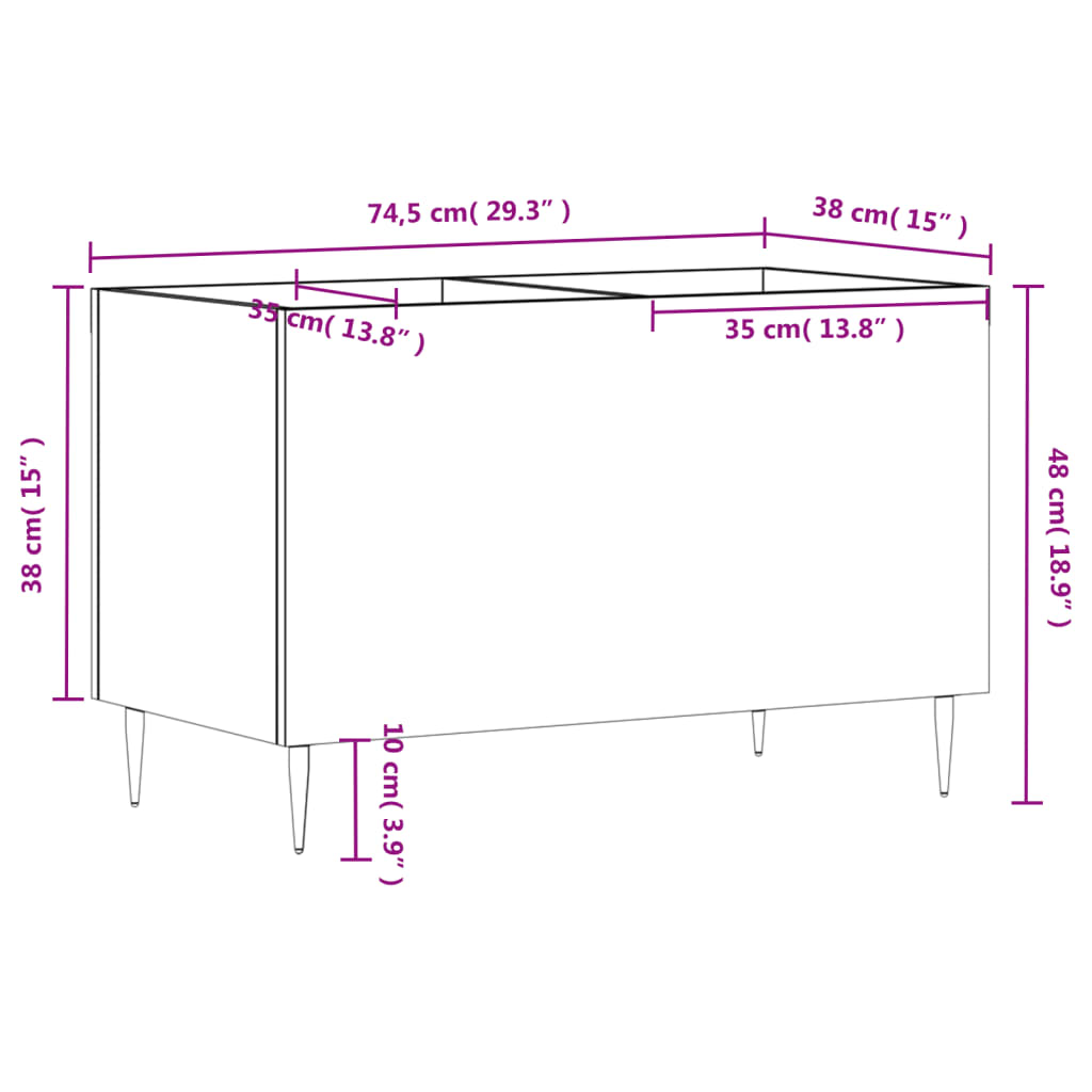 vidaXL Plattenschrank Braun Eichen-Optik 74,5x38x48 cm Holzwerkstoff