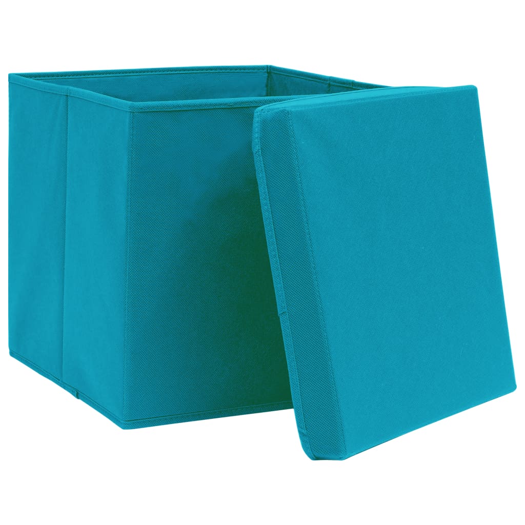 vidaXL Aufbewahrungsboxen mit Deckeln 10Stk. Babyblau 32x32x32cm Stoff