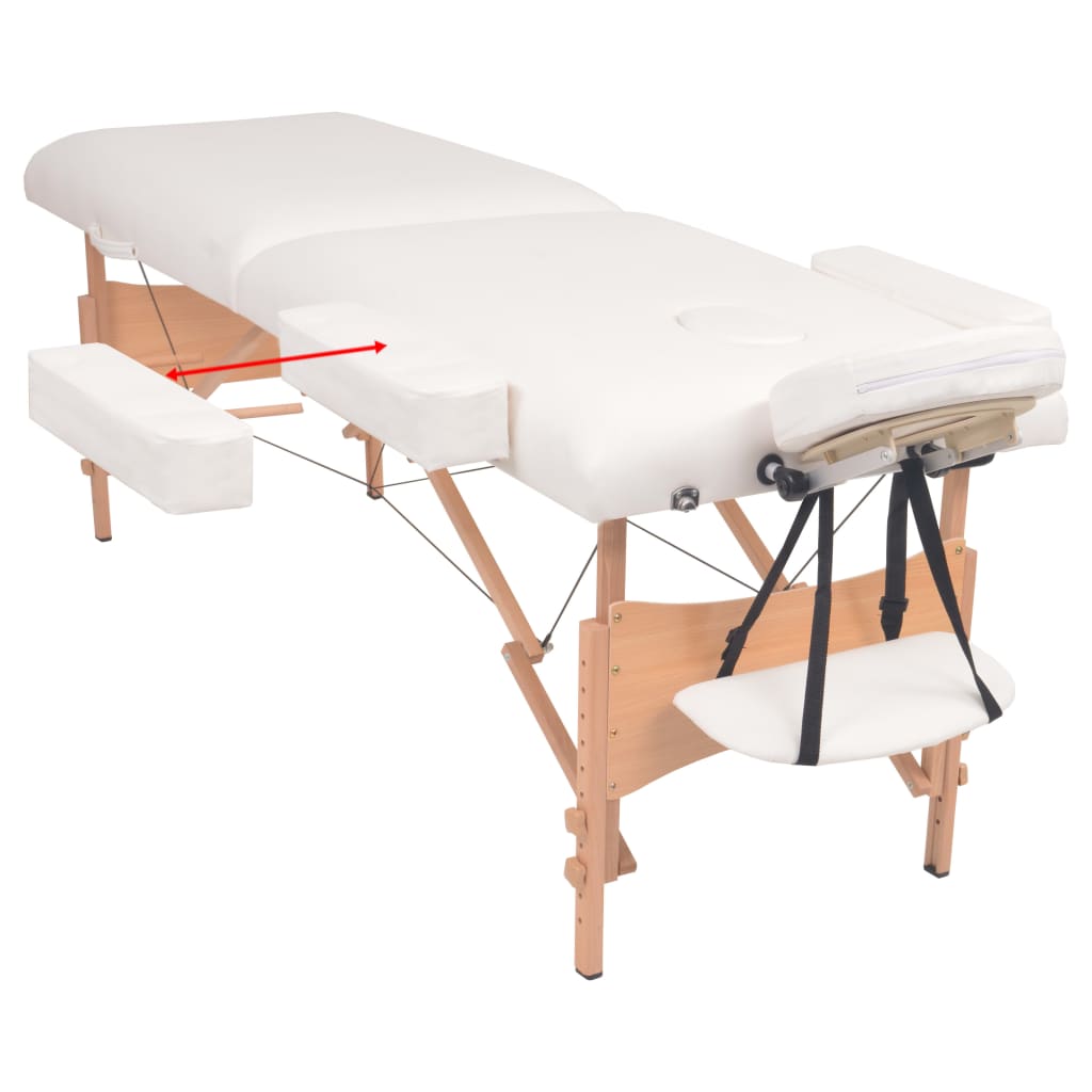 vidaXL Massageliege 2-Zonen mit Hocker Klappbar 10 cm Sitz Weiß