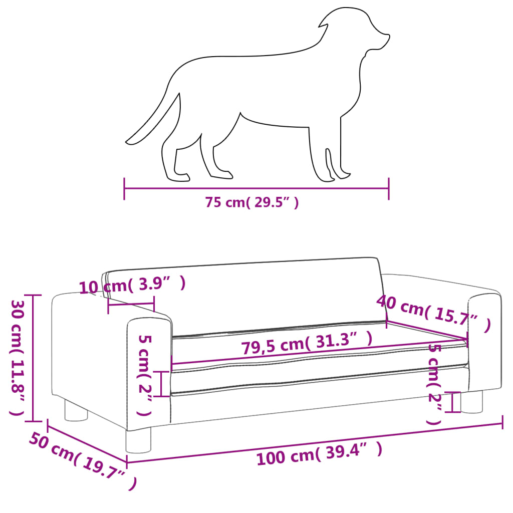 vidaXL Hundebett mit Verlängerung Rosa 100x50x30 cm Samt