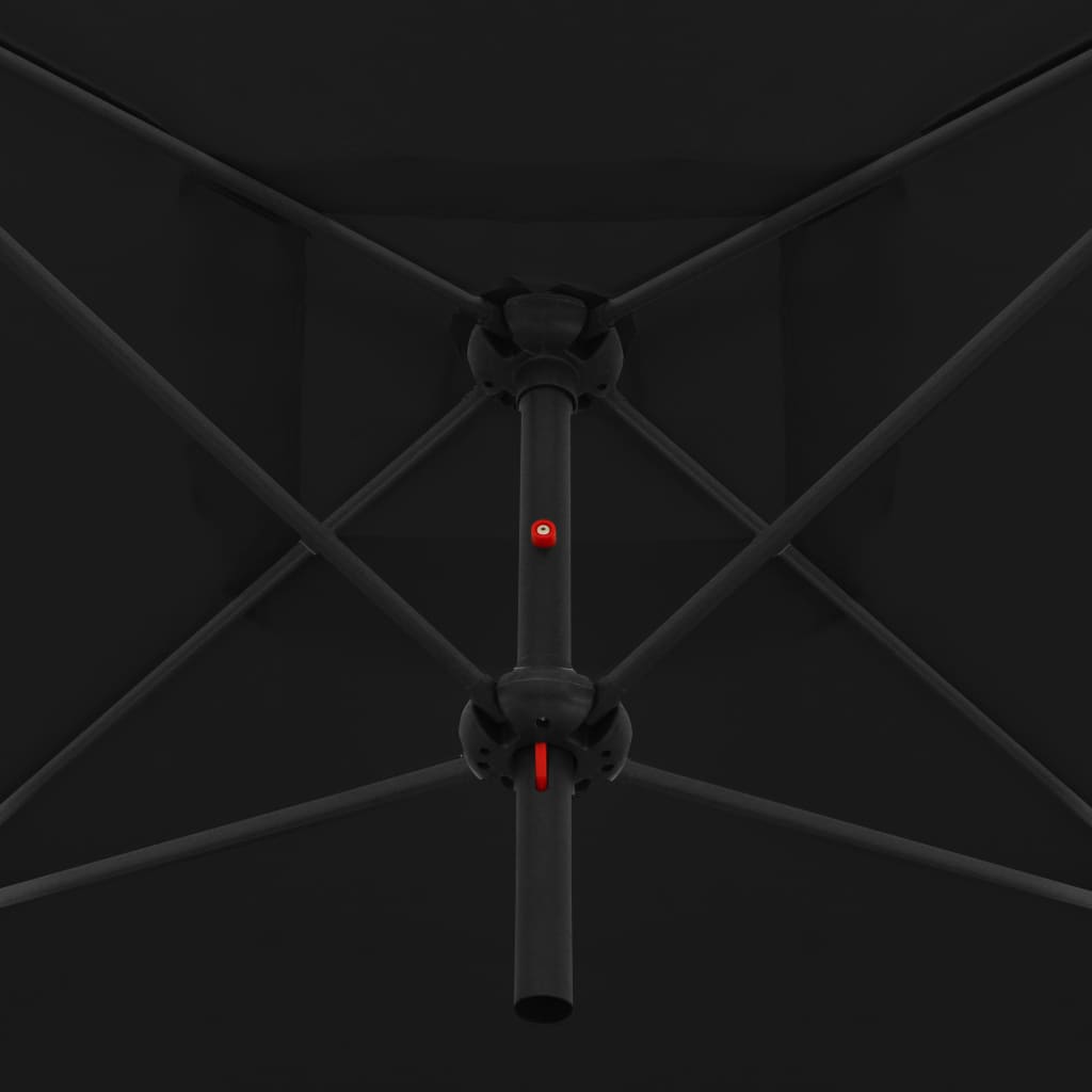 vidaXL Doppelsonnenschirm mit Stahlmast 250×250 cm Schwarz