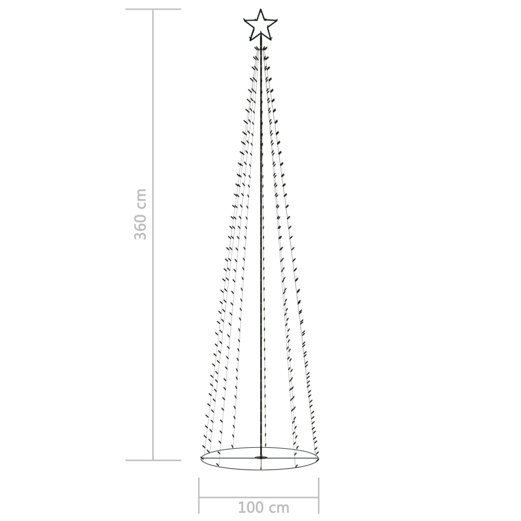 vidaXL Weihnachtsbaum in Kegelform 400 LEDs Warmweiß 100x360 cm