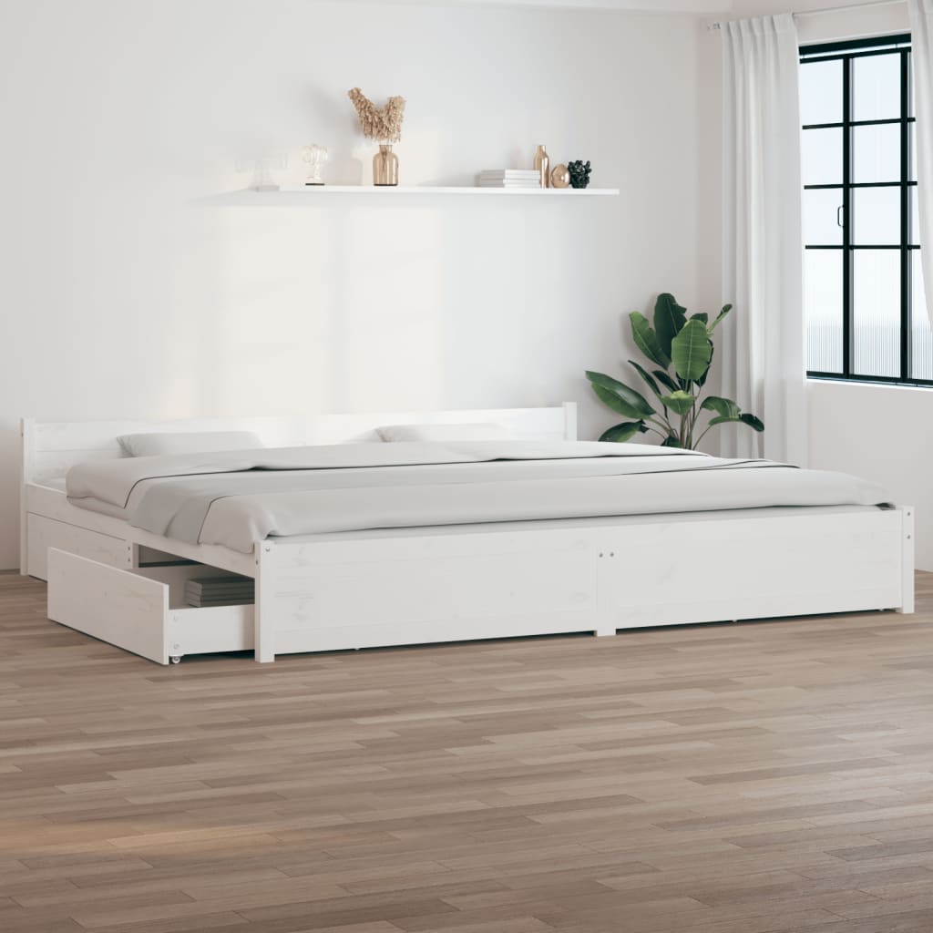 vidaXL Bett mit Schubladen Weiß 180x200 cm