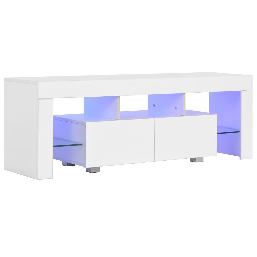 vidaXL TV-Schrank mit LED-Leuchten Hochglanz-Weiß 130x35x45 cm