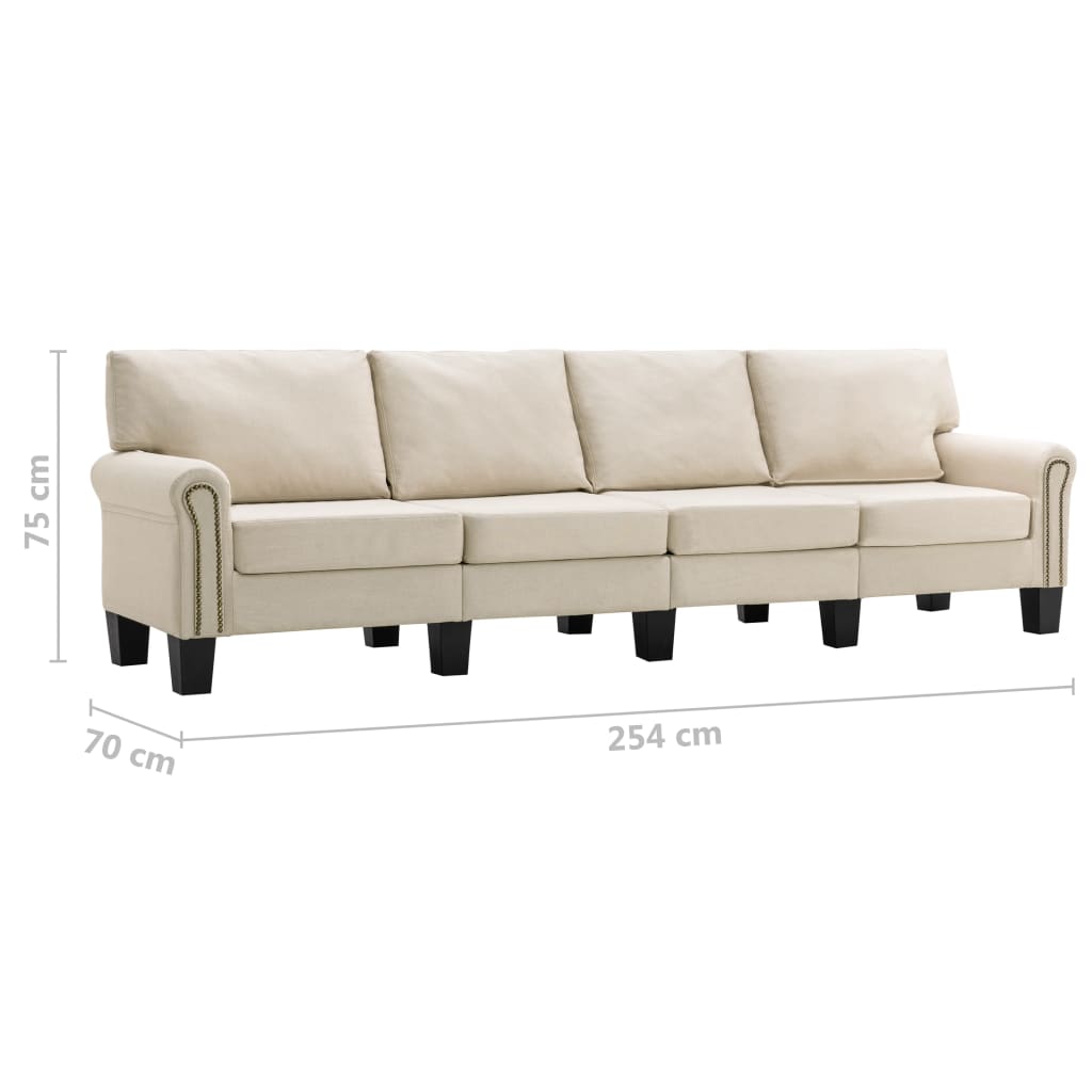 vidaXL 4-Sitzer-Sofa Creme Stoff