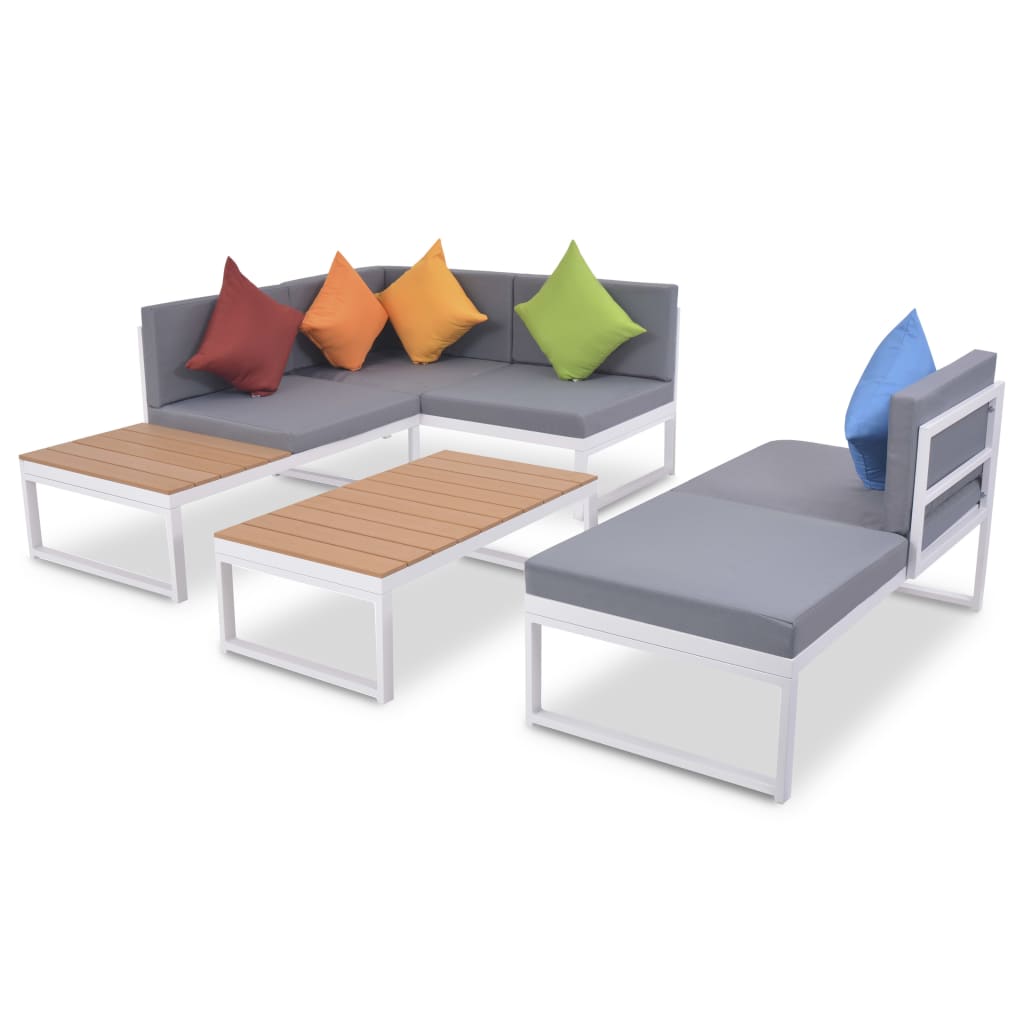 vidaXL 4-tlg. Garten-Lounge-Set mit Auflagen Aluminium und WPC