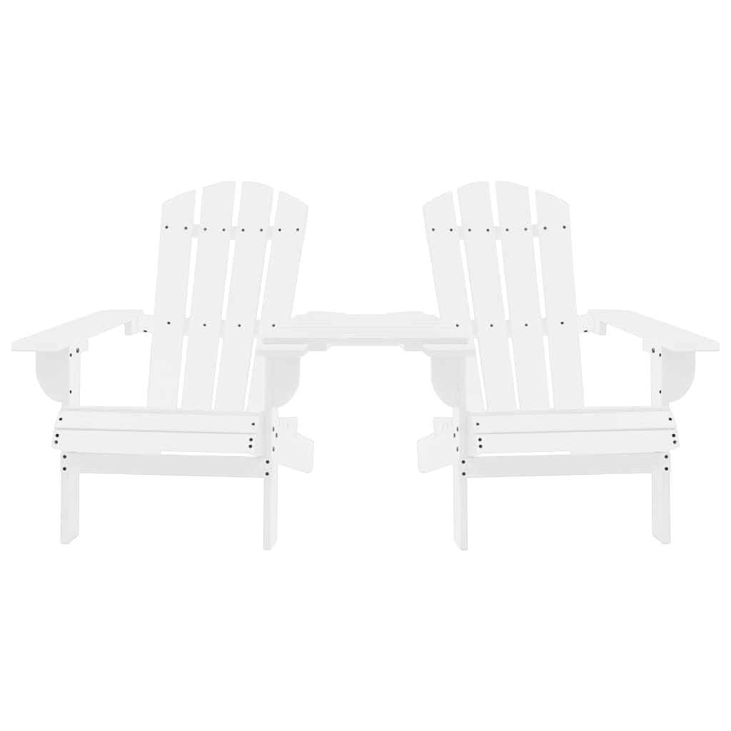 vidaXL Garten-Adirondack-Stühle mit Teetisch Massivholz Tanne Weiß
