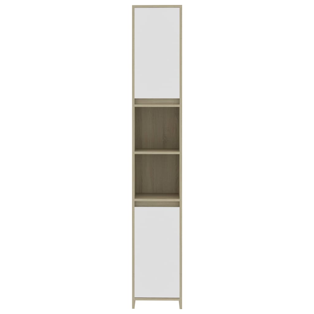 vidaXL Badezimmerschrank Weiß Sonoma-Eiche 30x30x183,5cm Holzwerkstoff