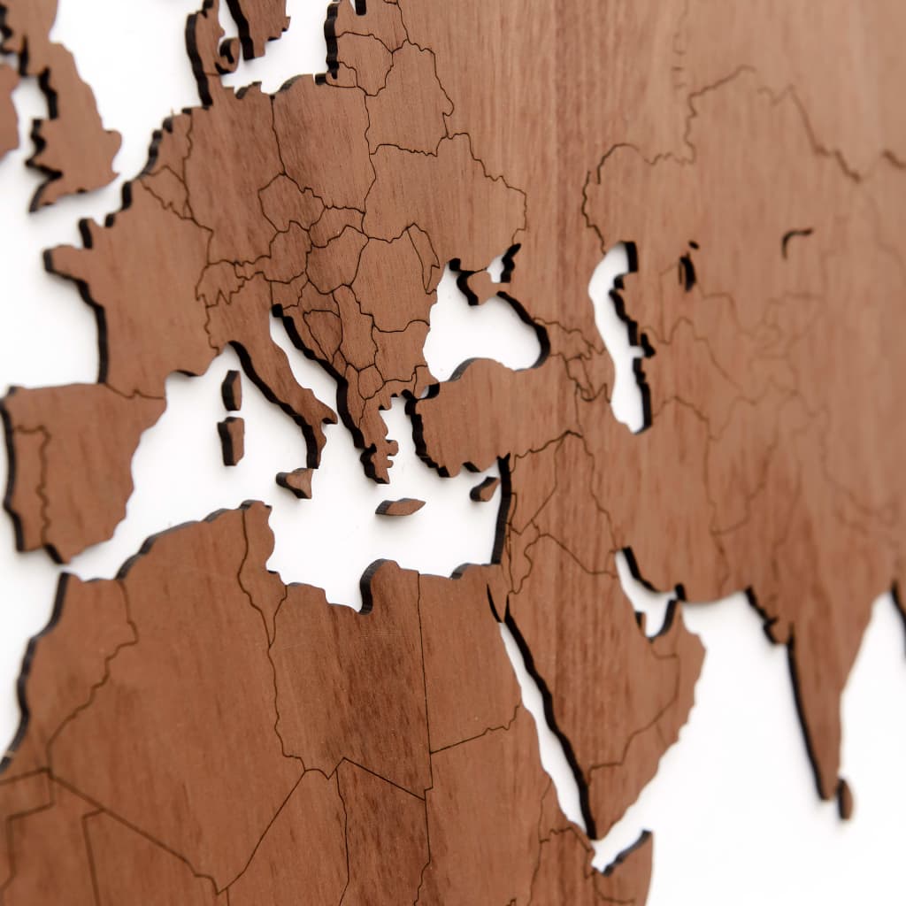 MiMi Innovations Weltkarte-Wanddeko Holz Exclusive Sapeli 130×78 cm
