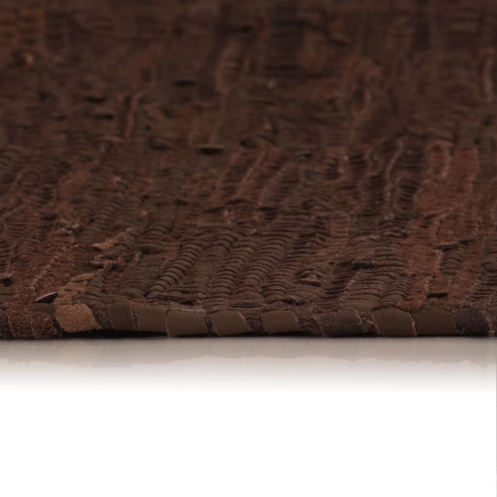 vidaXL Handgewebter Chindi-Teppich Leder 190x280 cm Braun