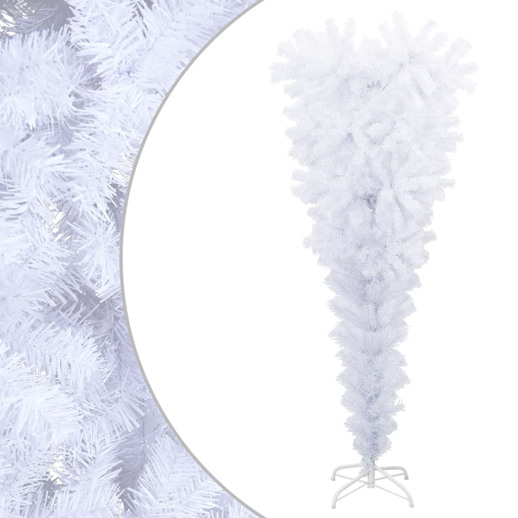 vidaXL Künstlicher Weihnachtsbaum mit Ständer Umgekehrt Weiß 120 cm