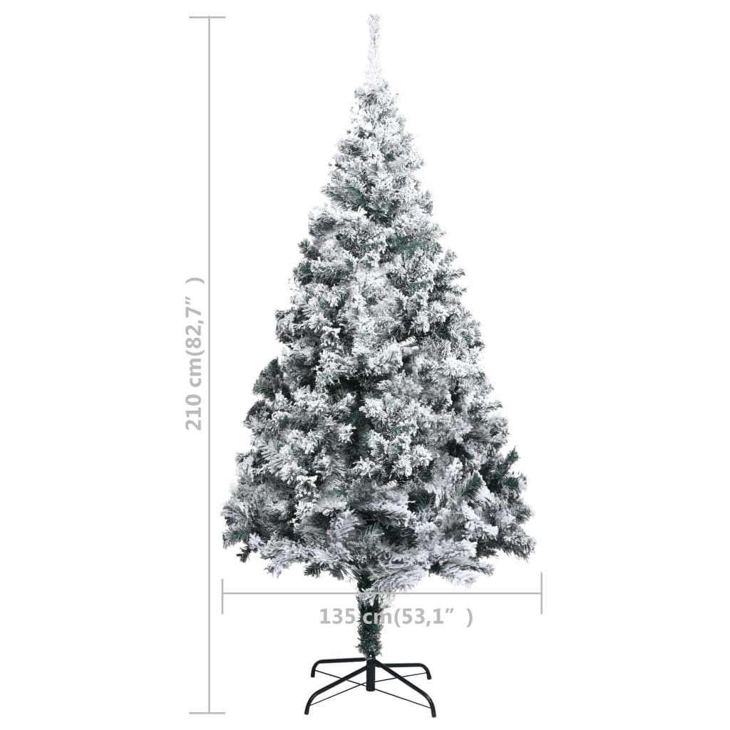 vidaXL Künstlicher Weihnachtsbaum mit LEDs & Kugeln Grün 210 cm PVC