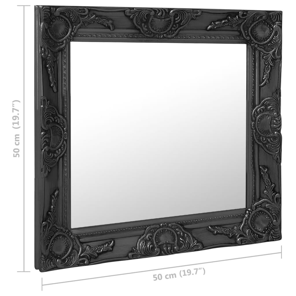 vidaXL Wandspiegel im Barock-Stil 50x50 cm Schwarz
