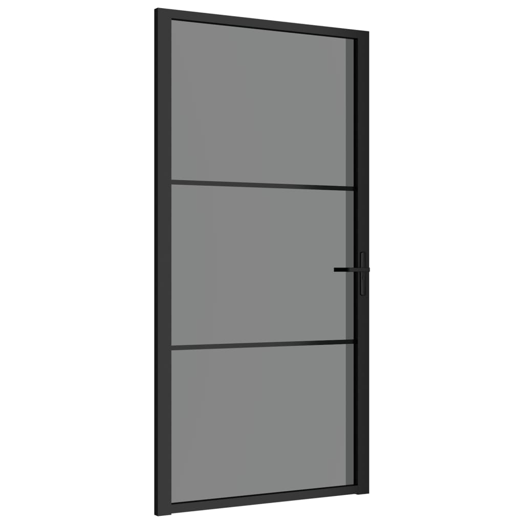 vidaXL Innentür 102,5x201,5 cm Schwarz ESG-Glas und Aluminium