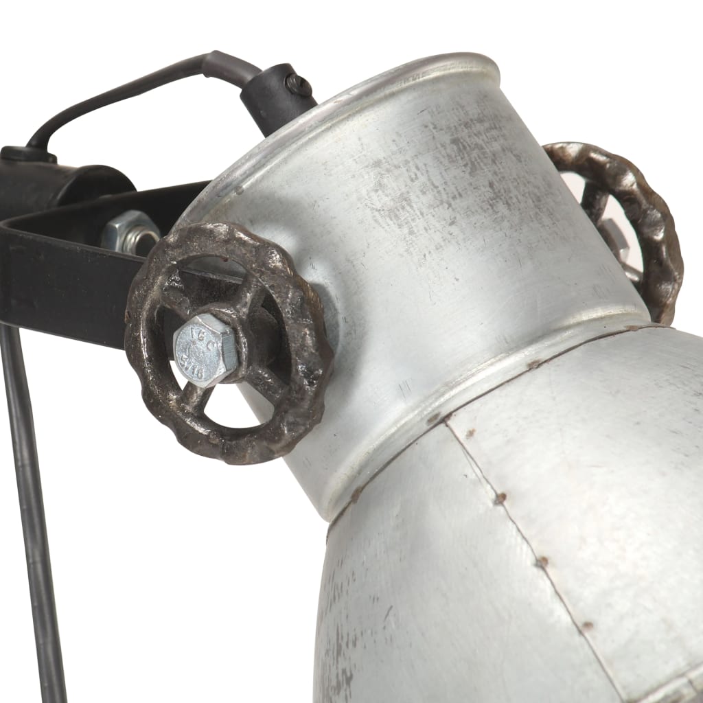 vidaXL Stehlampe 2-flammig Silbern E27 Gusseisen