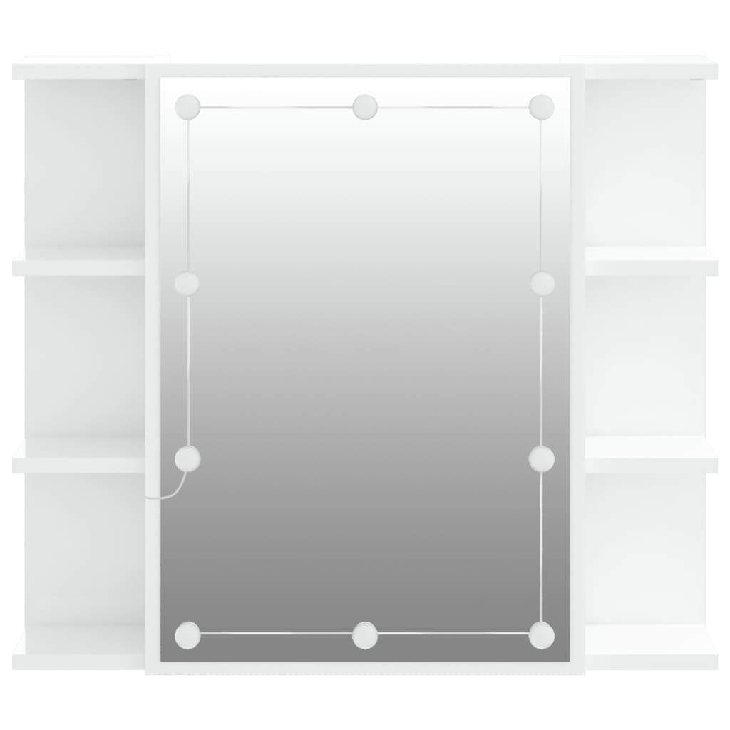 vidaXL Spiegelschrank mit LED Hochglanz-Weiß 70x16,5x60 cm