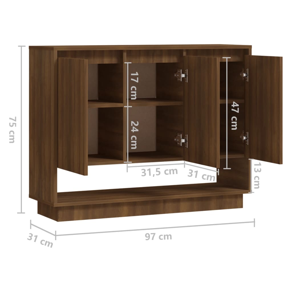 vidaXL Sideboard Braun Eichen-Optik 97x31x75 cm Holzwerkstoff