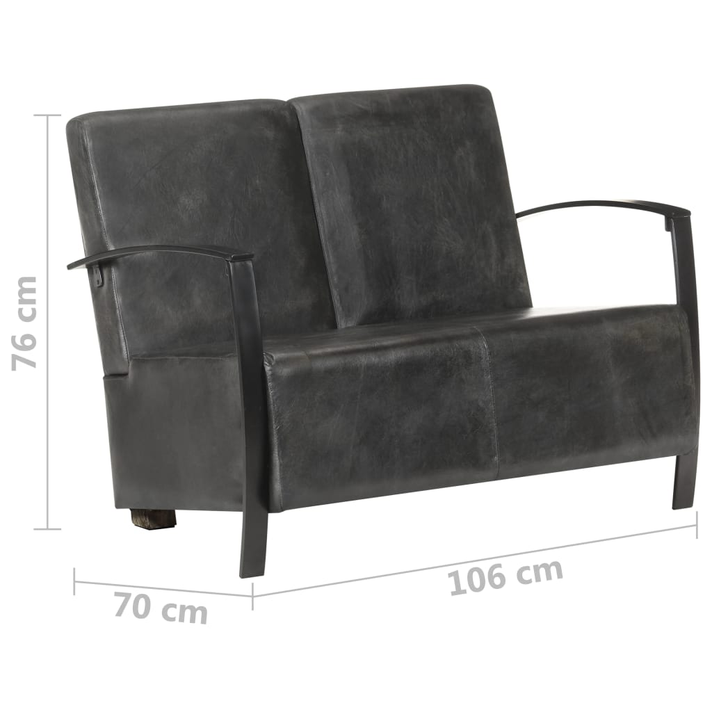 vidaXL 2-Sitzer-Sofa Grau Echtleder