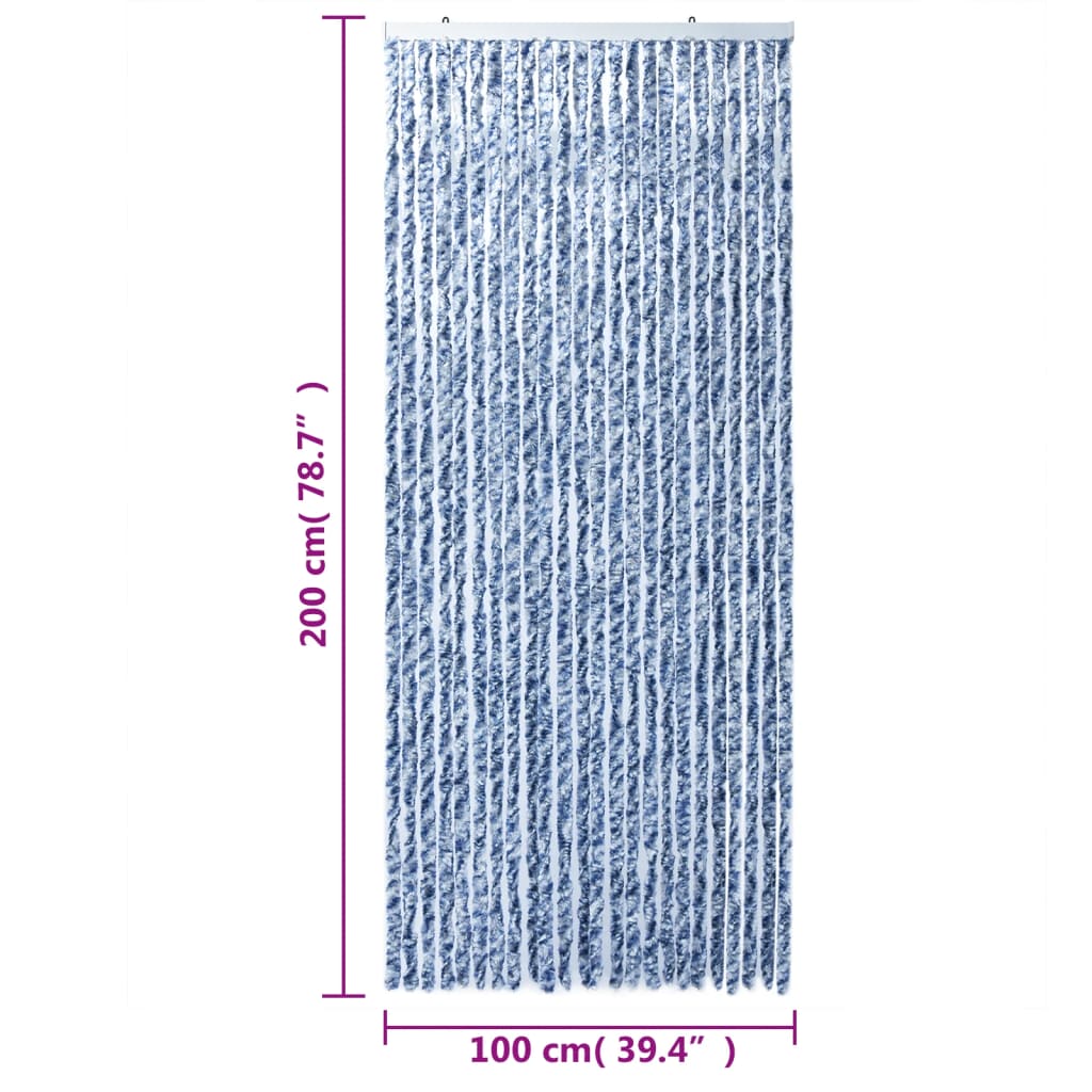 vidaXL Fliegenvorhang Blau und Weiß 100x200 cm Chenille